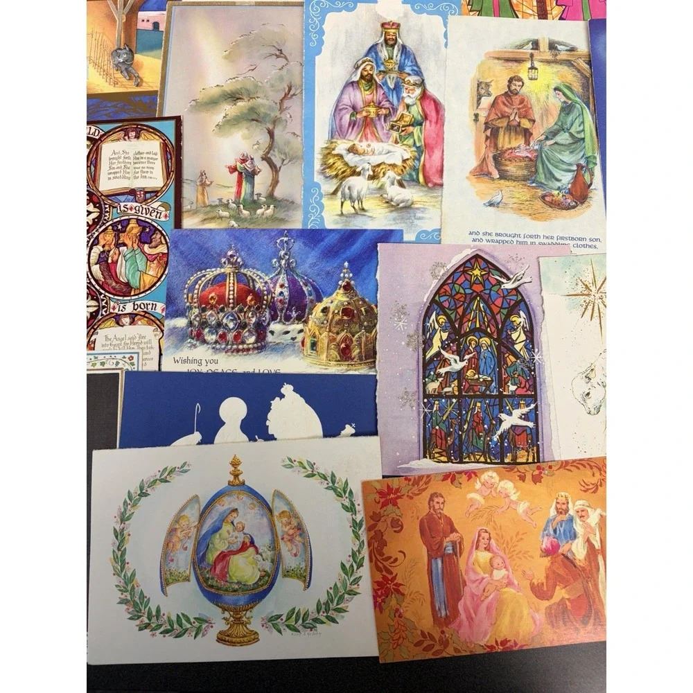 Vintage Christmas Cards Fronts ONLY Nativity Scrapbooking Crafts Lot of 50+